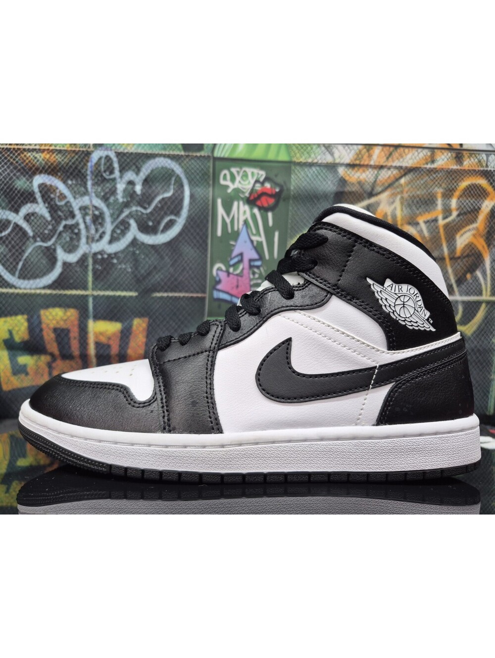 Air Jordan 1 Mid Panda Women's Sneakers Black White Size 10W mens size 8.5M 🔥